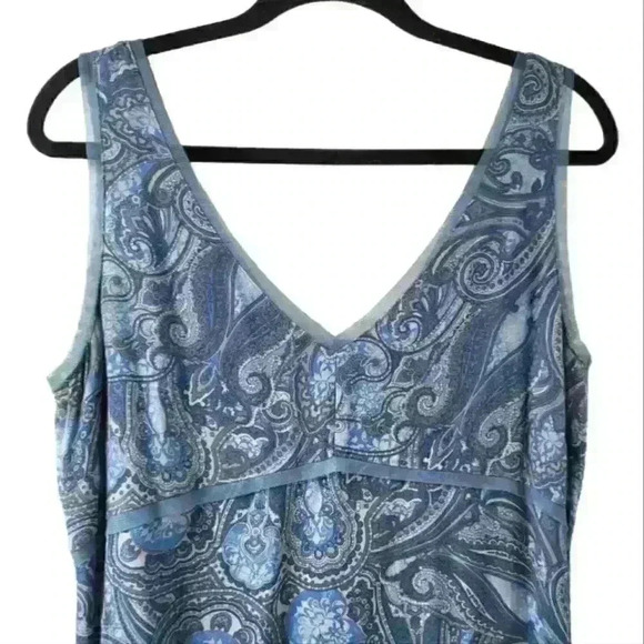 ☆ Old Navy Blue Floral Paisley Vneck Y2K Sleeveless Rayon Slip Dress. 3/$30 - Picture 5 of 6